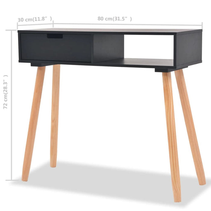 Masă consolă, lemn masiv de pin 80x30x72 cm, negru - WALTI WALTI