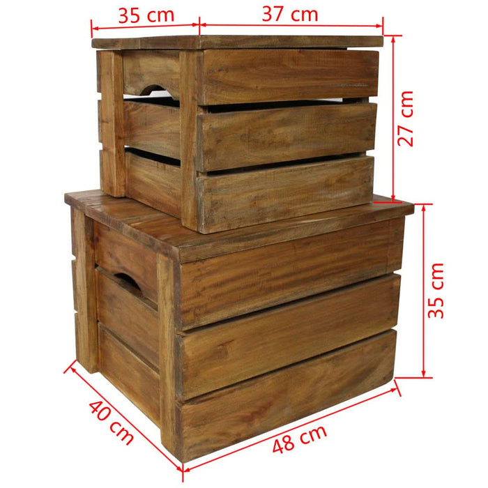 Set cutii de depozitare 2 bucăți, lemn masiv reciclat - WALTI WALTI