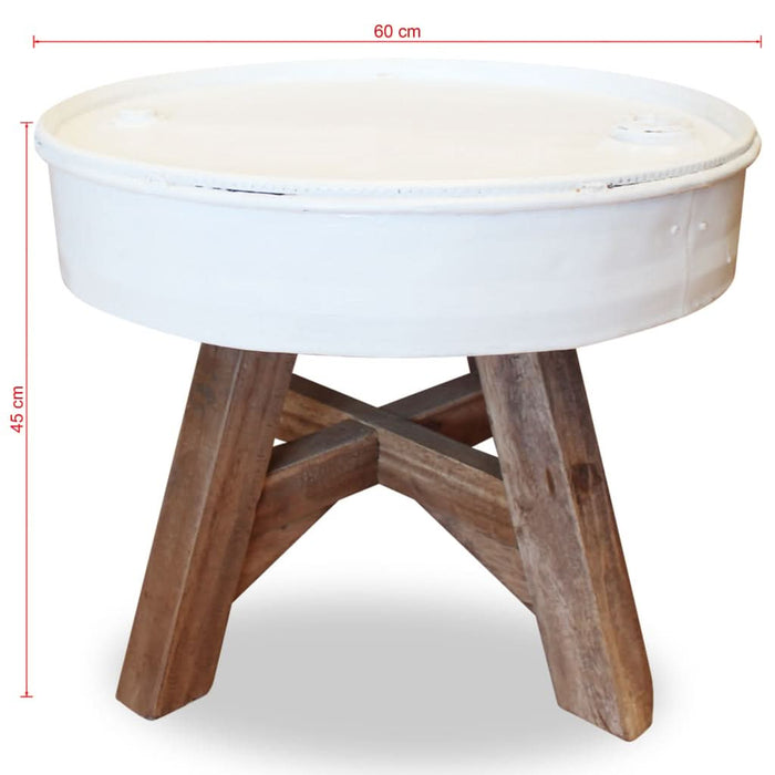 Măsuță de cafea, alb, 60 x 45 cm, lemn masiv reciclat - WALTI WALTI