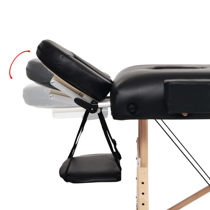 Set taburet și masă masaj pliabile 3 zone, 10 cm grosime, negru - WALTI WALTI