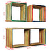 Set rafturi de perete 3 buc. Tec masiv reciclat Multicolor - WALTI WALTI