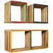 Set rafturi de perete 3 buc. Tec masiv reciclat Multicolor - WALTI WALTI