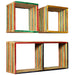 Set rafturi de perete 3 buc. Tec masiv reciclat Multicolor - WALTI WALTI