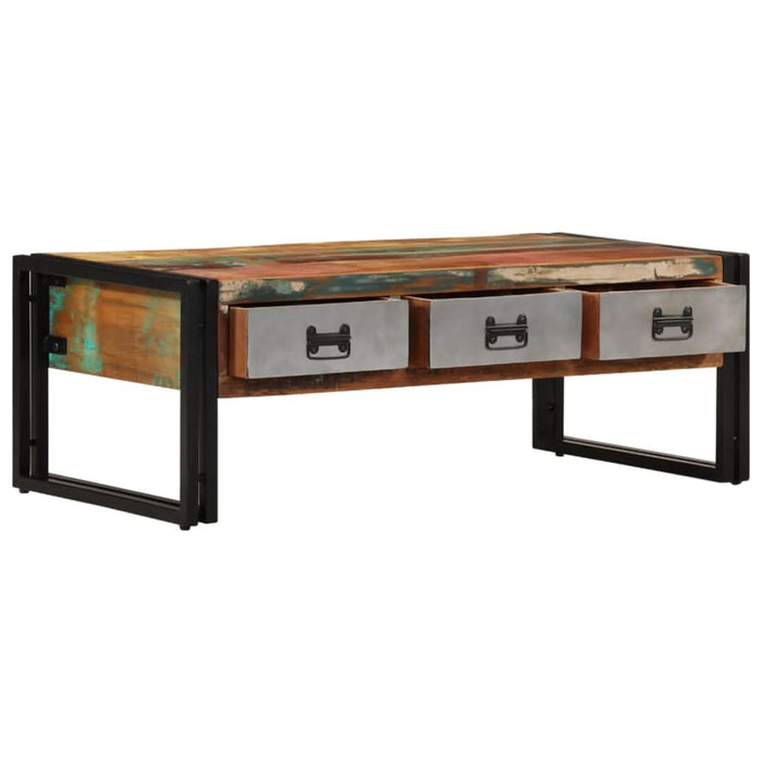 Măsuță de cafea cu 3 sertare, 100x50x35 cm, lemn masiv reciclat - WALTI WALTI