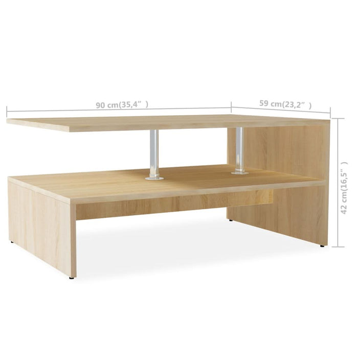 Măsuță de cafea, PAL, 90x59x42 cm, culoarea stejarului - WALTI WALTI