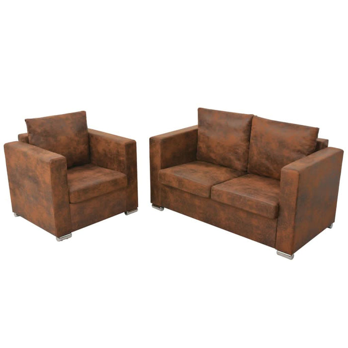 Set canapea 2 piese Imitație piele întoarsă - WALTI WALTI