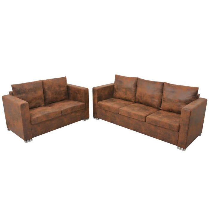 Set canapea 2 piese, imitație piele întoarsă - WALTI WALTI