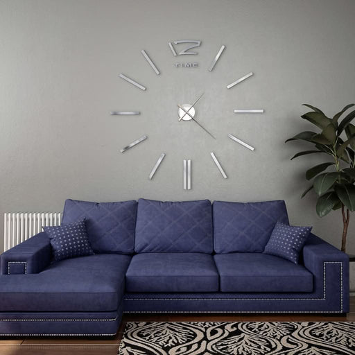 Ceas de perete 3D, argintiu, 100 cm, XXL, design modern - WALTI WALTI