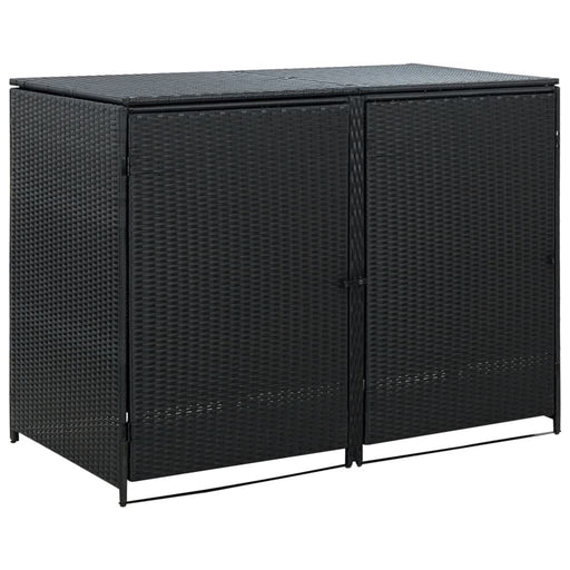 Magazie dublă pentru pubele, poliratan, negru, 148x80x111 cm - WALTI WALTI