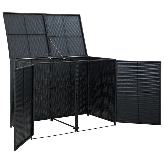 Magazie dublă pentru pubele, poliratan, negru, 148x80x111 cm - WALTI WALTI
