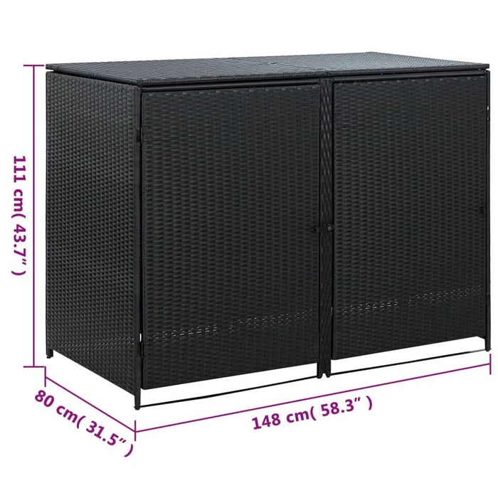 Magazie dublă pentru pubele, poliratan, negru, 148x80x111 cm - WALTI WALTI