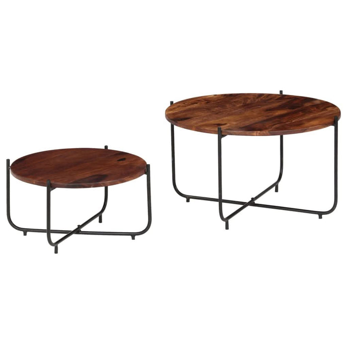 Set masă de cafea, 2 piese, lemn masiv de sheesham, 60 x 35 cm - WALTI WALTI