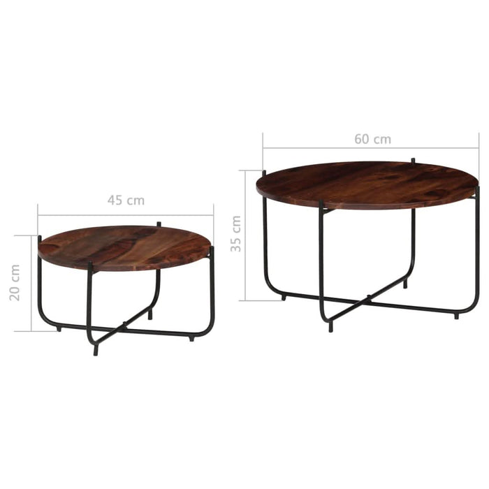 Set masă de cafea, 2 piese, lemn masiv de sheesham, 60 x 35 cm - WALTI WALTI