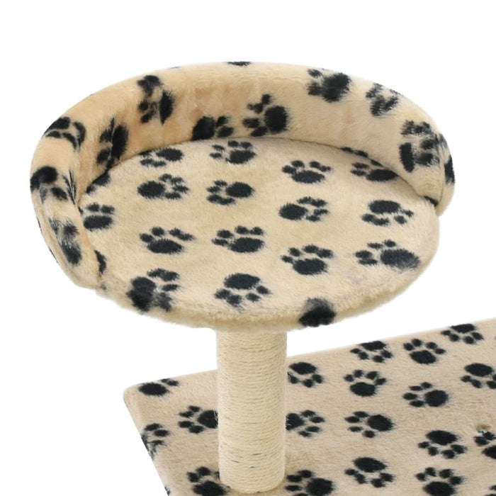 Ansamblu pisici, stâlpi funie sisal, 95 cm imprimeu lăbuțe, bej - WALTI WALTI