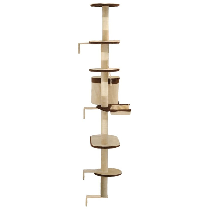 Ansamblu pisici, stâlpi sisal, montare perete, 194 cm, bej/maro - WALTI WALTI