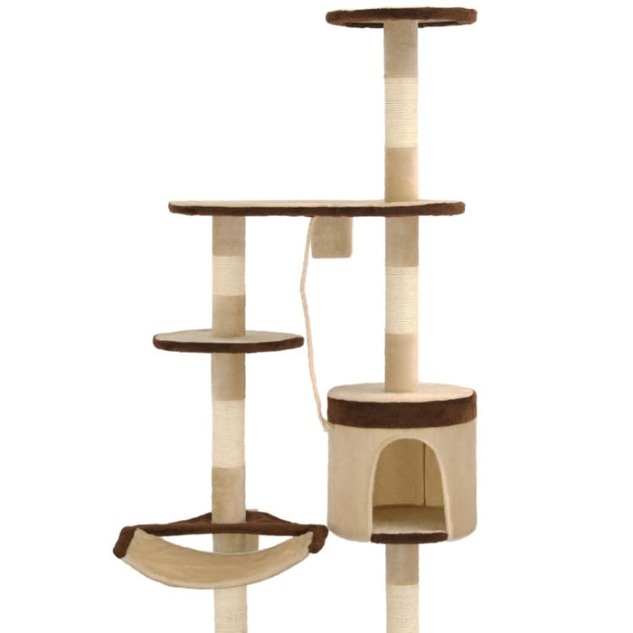 Ansamblu pisici, stâlpi sisal, montare perete, 194 cm, bej/maro - WALTI WALTI