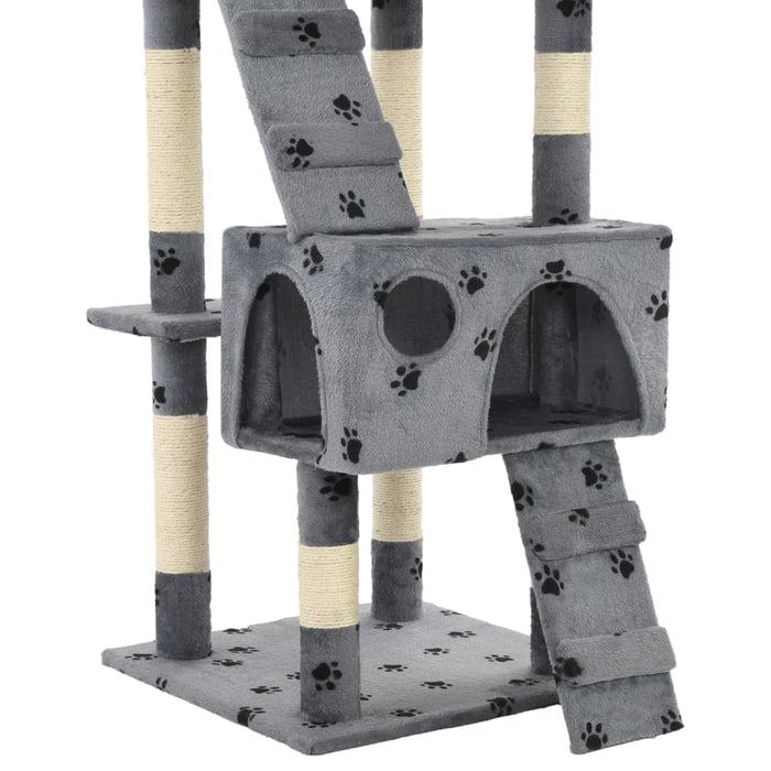 Ansamblu pisici cu funie de sisal, 170 cm, imprimeu lăbuțe, gri - WALTI WALTI