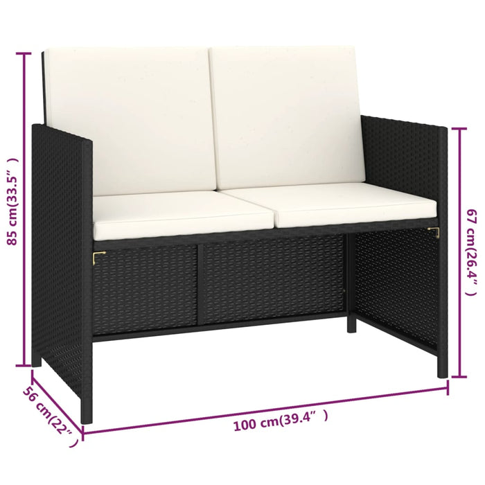 Set mobilier de exterior cu perne, 6 piese, negru, poliratan - WALTI WALTI