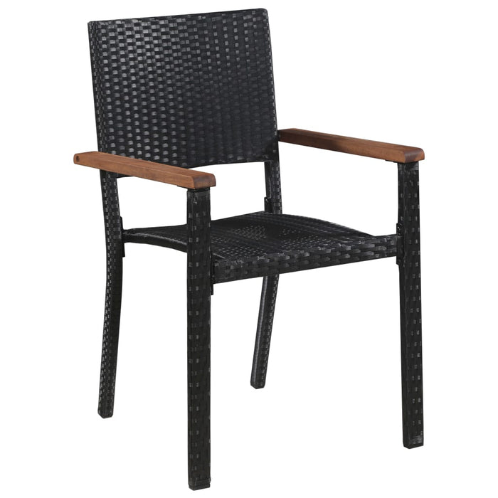 Set mobilier de exterior, 9 piese negru, poliratan, lemn acacia - WALTI WALTI