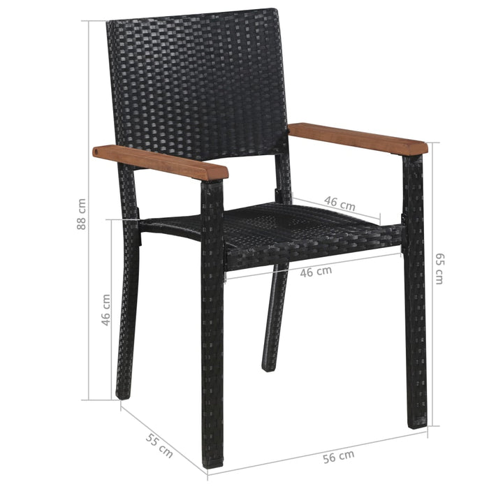 Set mobilier de exterior, 9 piese negru, poliratan, lemn acacia - WALTI WALTI