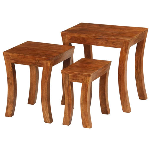 Set mese suprapuse,3 piese,lemn masiv acacia, 50x35x50 cm, maro - WALTI WALTI
