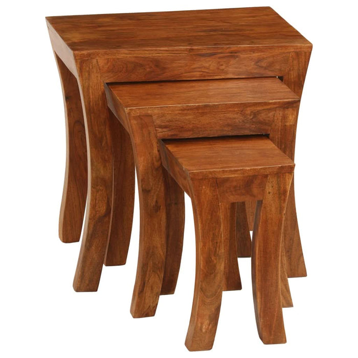 Set mese suprapuse,3 piese,lemn masiv acacia, 50x35x50 cm, maro - WALTI WALTI