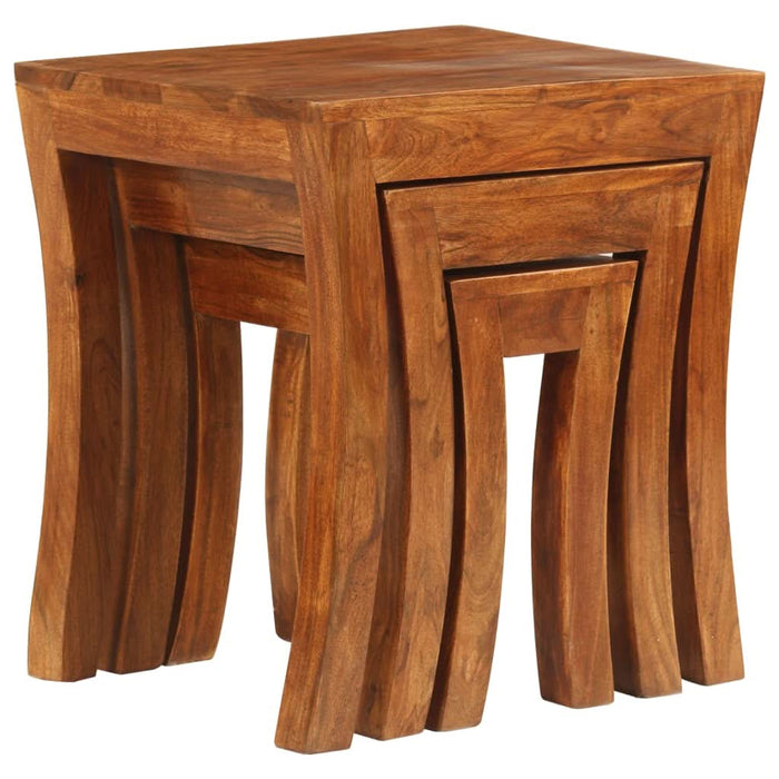 Set mese suprapuse,3 piese,lemn masiv acacia, 50x35x50 cm, maro - WALTI WALTI