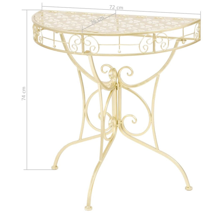 Masă laterală stil vintage semirotundă metal 72x36x74 cm auriu - WALTI WALTI