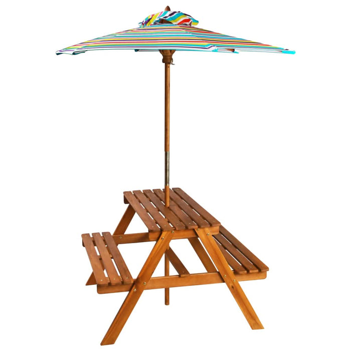 Masă picnic pentru copii cu umbrelă, 79x90x60 cm, lemn acacia - WALTI WALTI