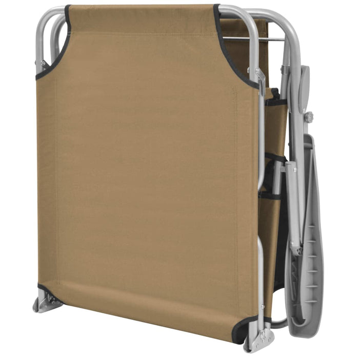 Șezlong de plajă pliabil cu baldachin, gri taupe, oțel - WALTI WALTI