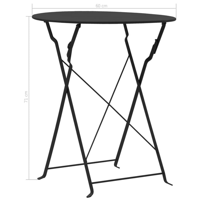 Set mobilier bistro, 3 piese, negru, oțel - WALTI WALTI