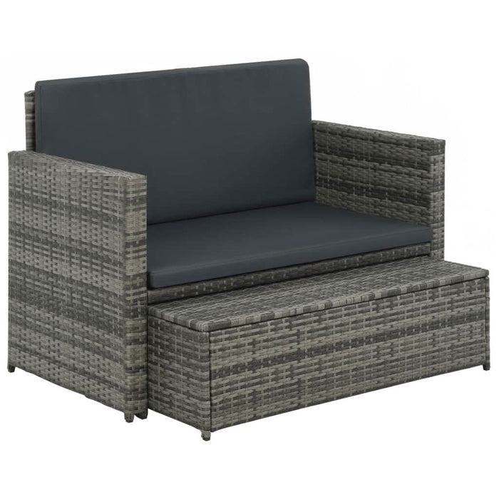 Set mobilier de grădină cu perne, 2 piese, gri, poliratan - WALTI WALTI