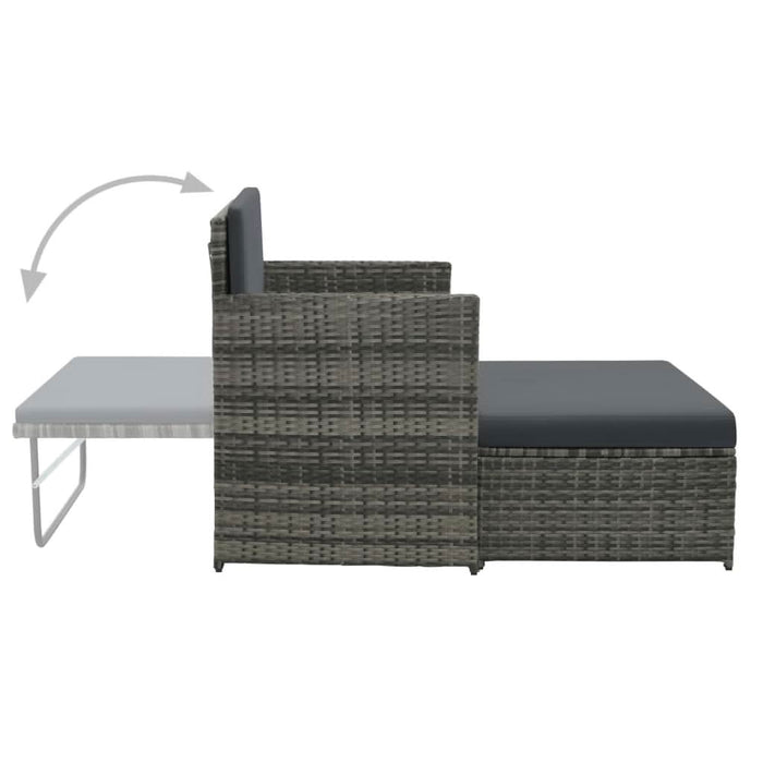 Set mobilier de grădină cu perne, 2 piese, gri, poliratan - WALTI WALTI