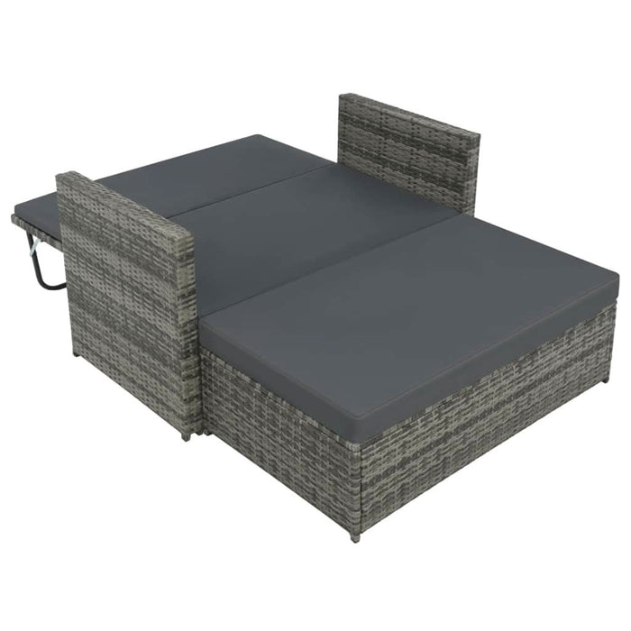 Set mobilier de grădină cu perne, 2 piese, gri, poliratan - WALTI WALTI
