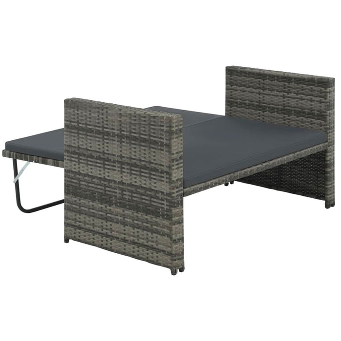 Set mobilier de grădină cu perne, 2 piese, gri, poliratan - WALTI WALTI