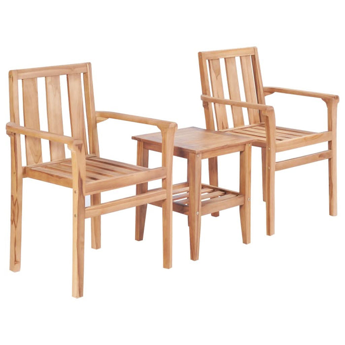 Set mobilier de bistro, 3 piese, lemn masiv de tec - WALTI WALTI