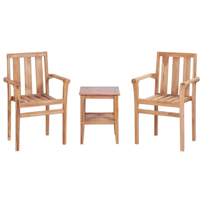Set mobilier de bistro, 3 piese, lemn masiv de tec - WALTI WALTI