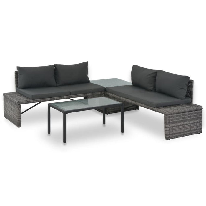 Set mobilier de grădină cu perne, 3 piese, gri, poliratan - WALTI WALTI