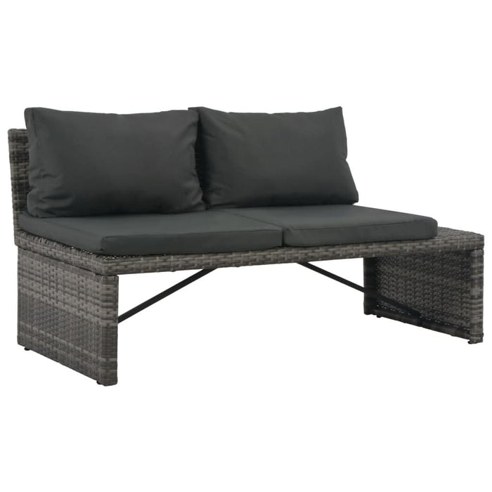 Set mobilier de grădină cu perne, 3 piese, gri, poliratan - WALTI WALTI