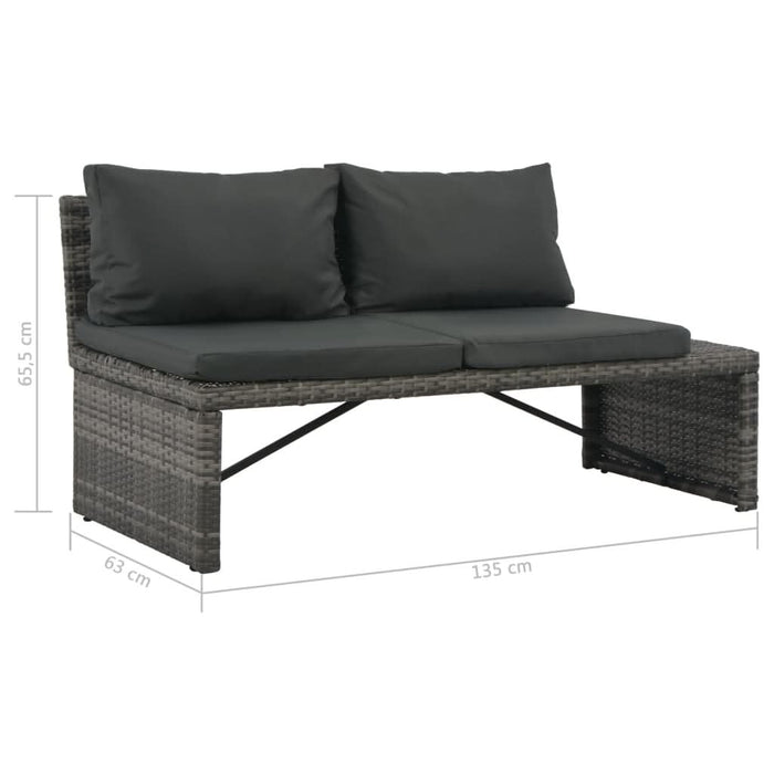 Set mobilier de grădină cu perne, 3 piese, gri, poliratan - WALTI WALTI