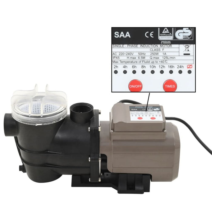 Pompă de piscină cu temporizator, negru, 0,25 CP, 8000 L/h - WALTI WALTI