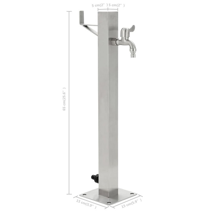 Coloană de apă de grădină, 65 cm, oțel inoxidabil, pătrat - WALTI WALTI