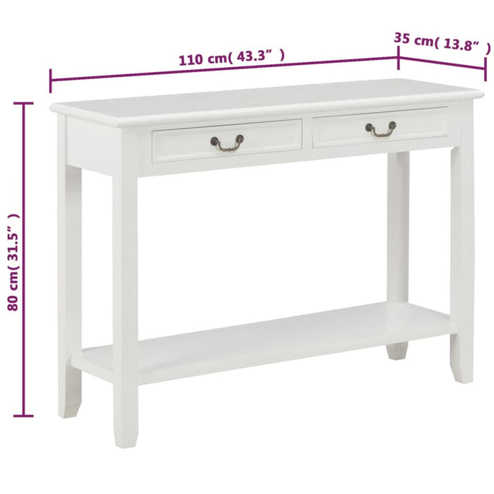 Masă consolă, alb, 110 x 35 x 80 cm, lemn - WALTI WALTI