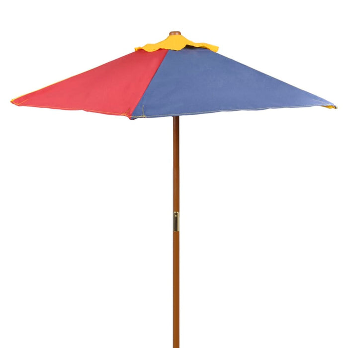 Masă de picnic pentru copii cu bănci &amp; umbrelă, lemn multicolor - WALTI WALTI