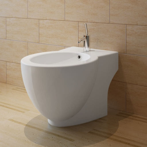 Bideu rotund pe pardoseală, ceramică calitate superioară, alb - WALTI WALTI