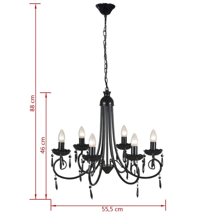 Lampă de tavan Candelabru elegant negru 6 fasunguri pentru becuri - WALTI WALTI
