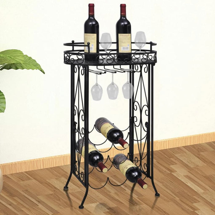 Suport sticle de vin pentru 9 sticle, cu suport pahar, metal - WALTI WALTI