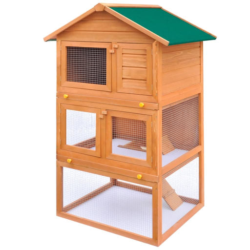Cușcă de exterior iepuri cușcă adăpost animale mici 3 niveluri lemn - WALTI WALTI