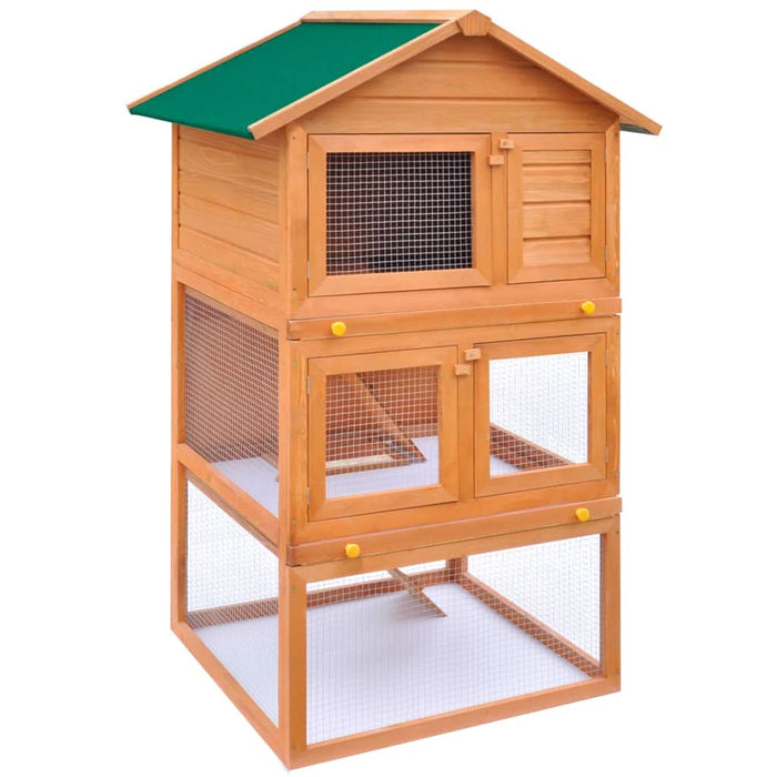 Cușcă de exterior iepuri cușcă adăpost animale mici 3 niveluri lemn - WALTI WALTI