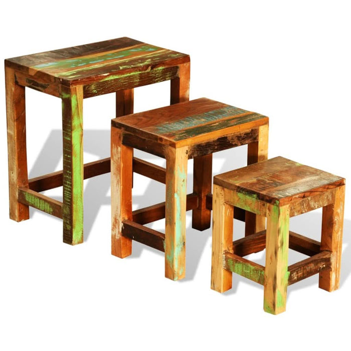 Set mese suprapuse, 3 piese, vintage, lemn reciclat - WALTI WALTI